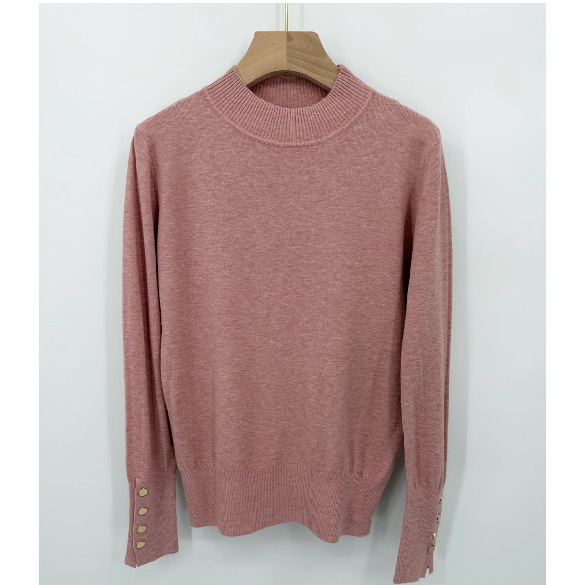 Plain Turtle Neck Knit Jumpers Gold Buttons (3 COLOURS)