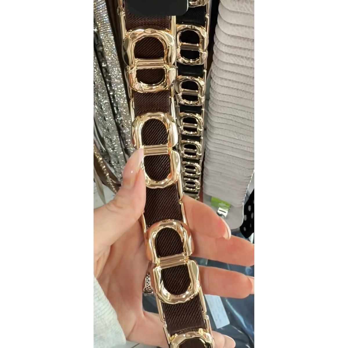 Brown & Gold Elasticated Belt