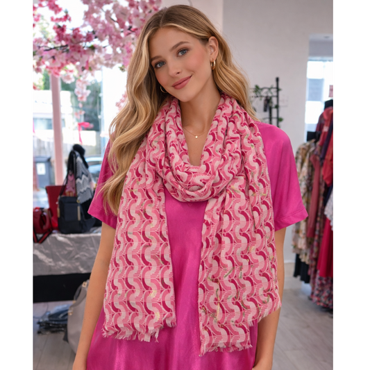 Pink & Gold Metallic Wave Scarf