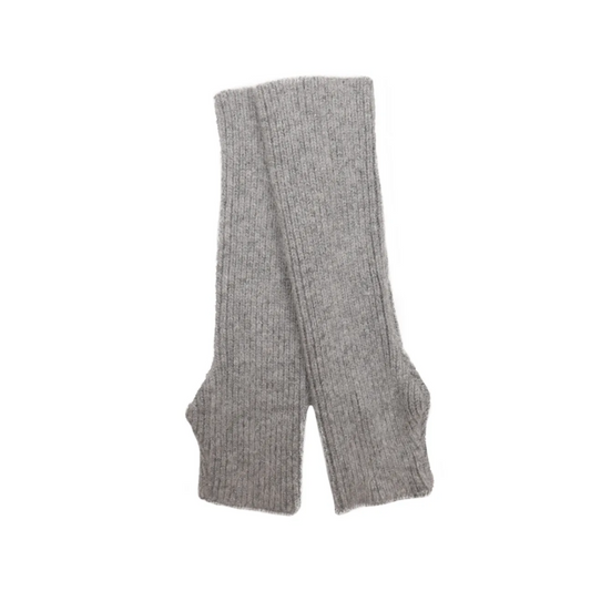 Light Grey Lurex Long Fingerless Gloves