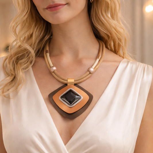 Bronze Geometric Pendant Magnetic Necklace