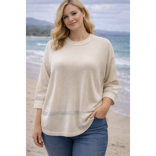 Luna Cream Metallic Fine Knit Jumper