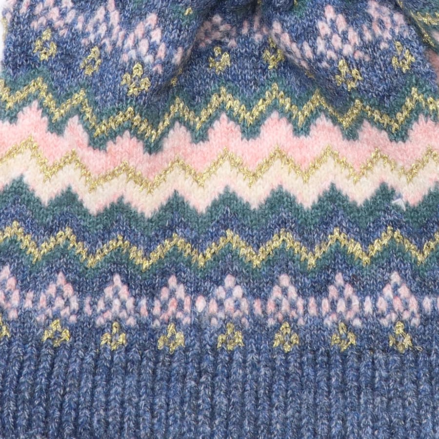 POM Hat & Scarf Set Blue Zig Zag