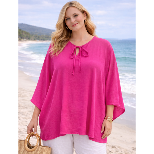 Rio Oversized Pink Batwing Floaty Top