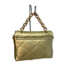 Gold Metallic Quilted Handbag Gold Curb Handle
