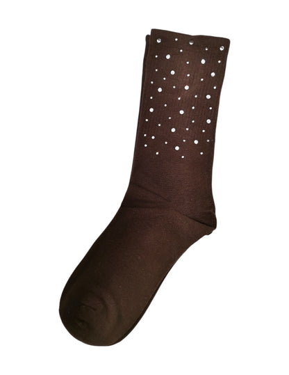 Brown Socks Crystal Detail