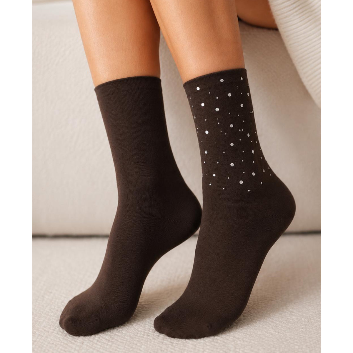 Brown Socks Crystal Detail
