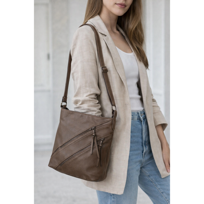 Crossbody Leatherette Bag Mocha
