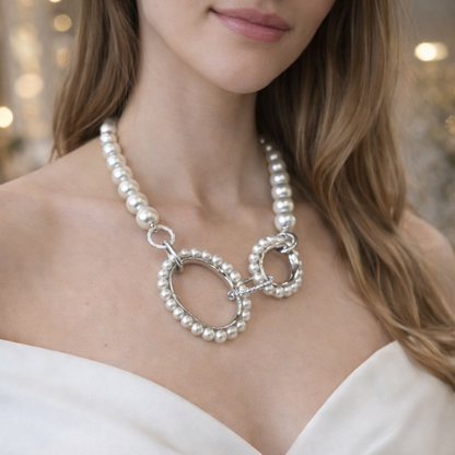 Ivory Pearl & Silver Statement Necklace