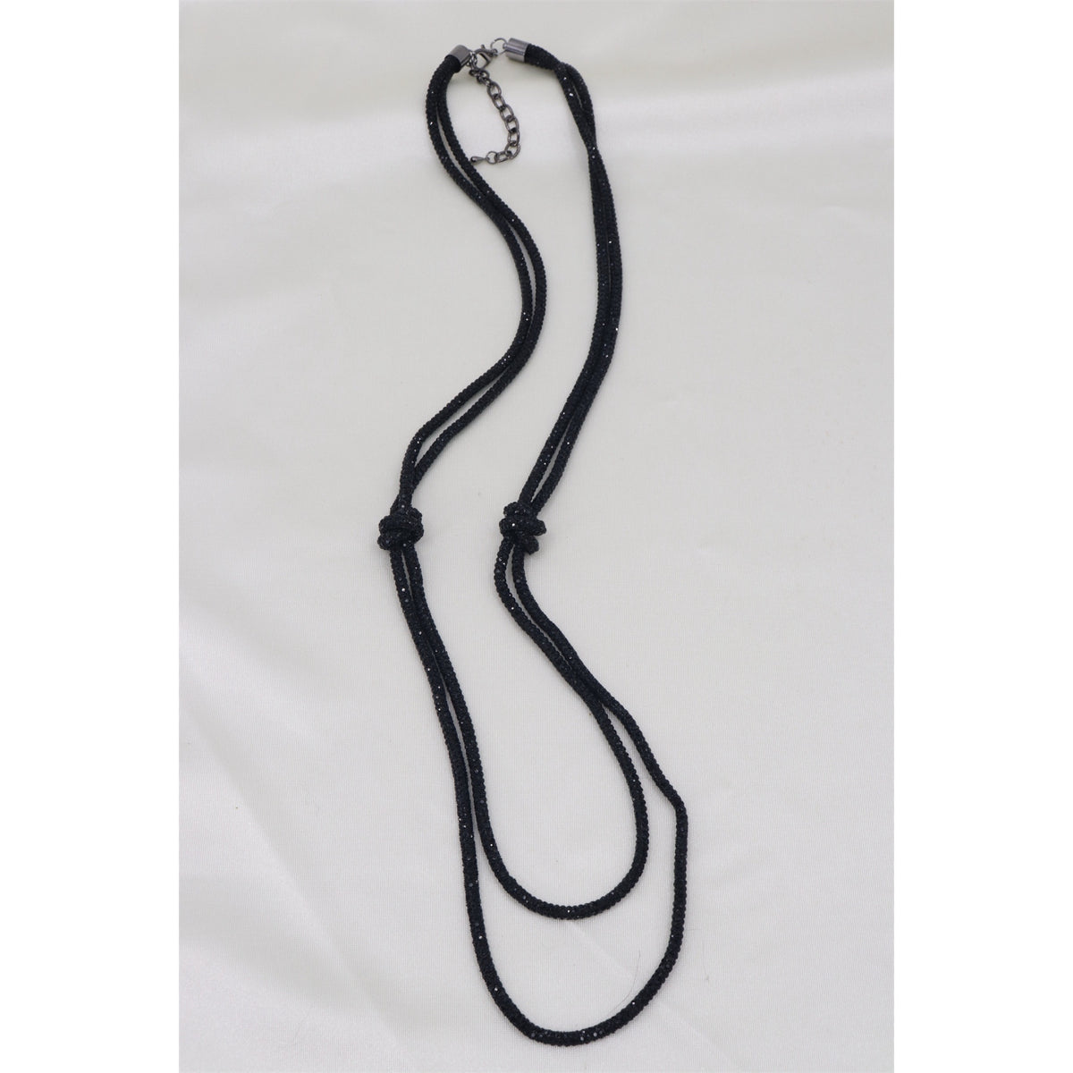 Black Glitzy Double Strand Long Necklace