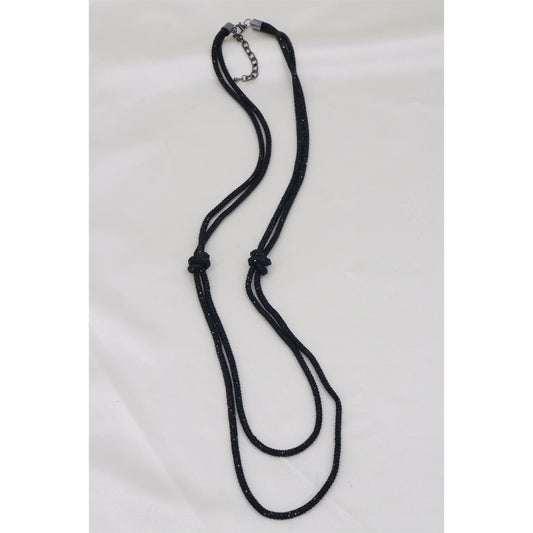 Black Glitzy Double Strand Long Necklace