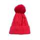 Red Cable Knit Bobble Hat Fleece Lined