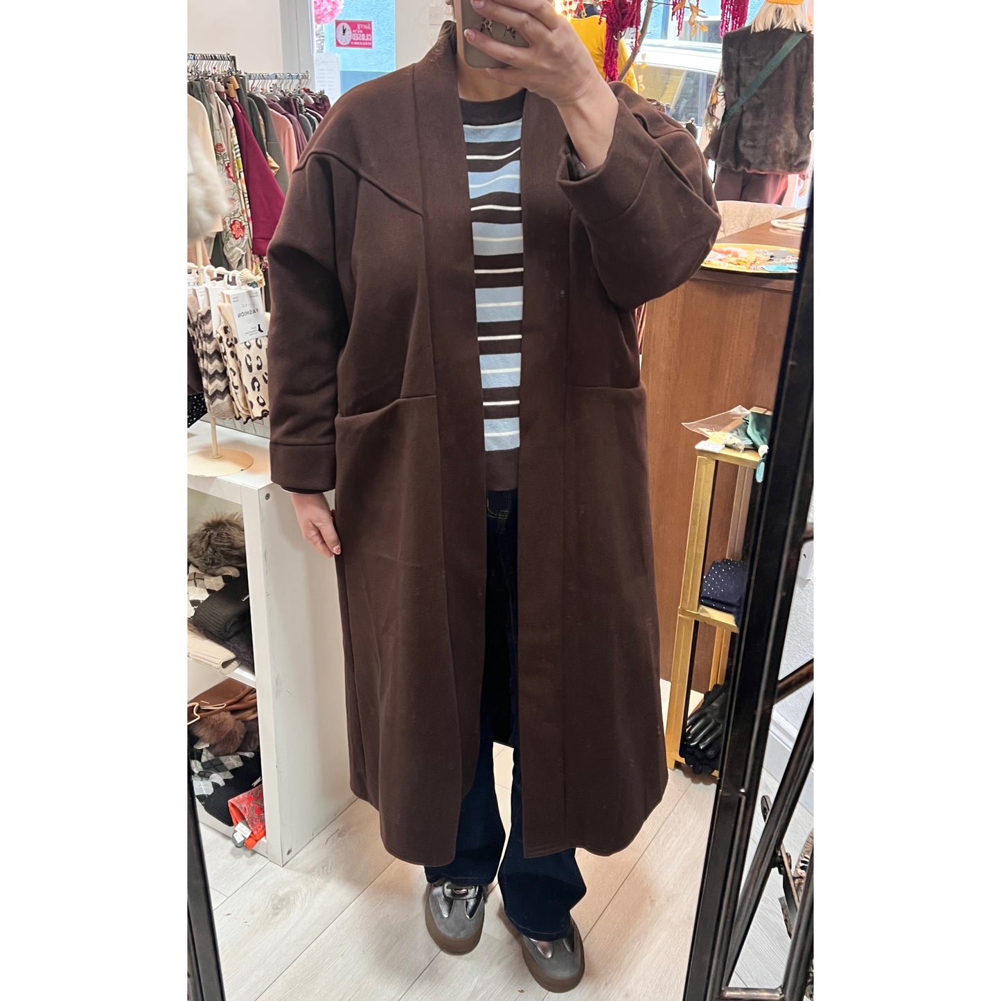 Brown Duster Coat Oversized