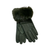 Olive Green Leatherette/Suedette Gloves Fur Trim