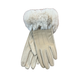 Beige Leatherette/Suedette Fur Trim Gloves