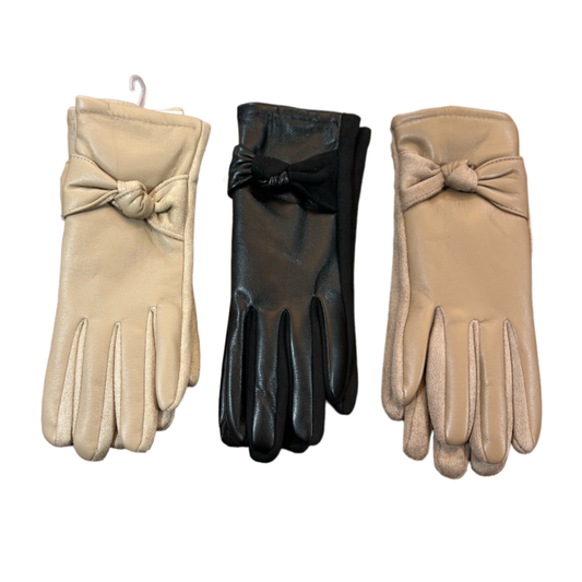 Emer Leatherette/Suedette Gloves Knot Design