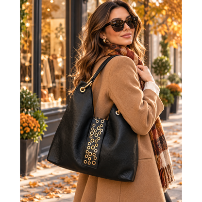 Black Leatherette Bag 3 In 1 - Gold Discs