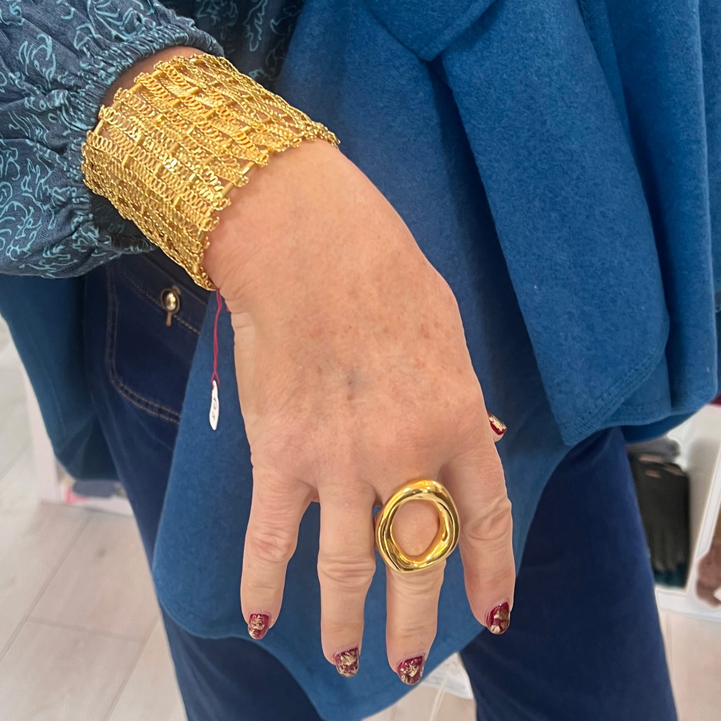Gold Oval Adjustable Ring