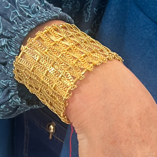 Gold Adjustable Cuff Bangle Stainless Steel
