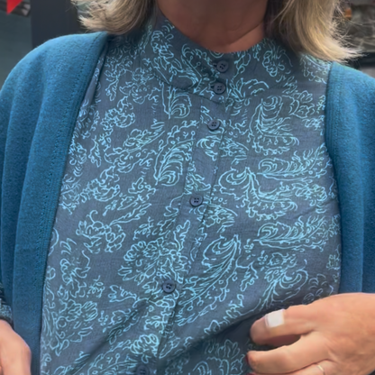 FRANSA Teal & Turquoise Shirt Blouse