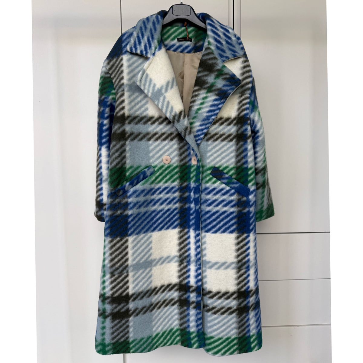 Checked Coat Cream/Blue/Green (Fits 8-18)