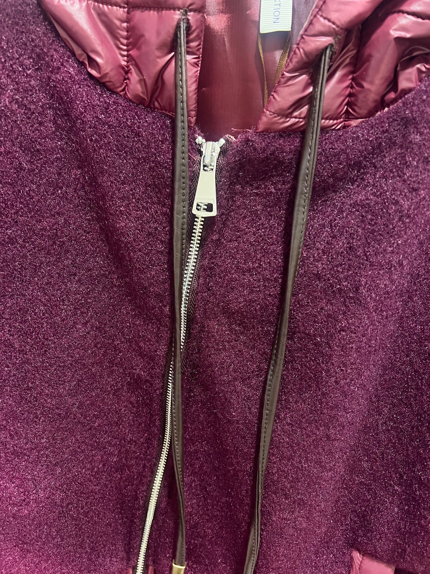 Wine Boucle & Quilted Jacket With Hood (Fits 8-18)