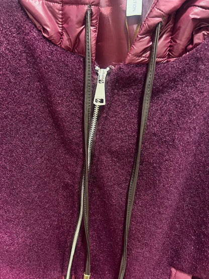 Wine Boucle & Quilted Jacket With Hood (Fits 8-18)