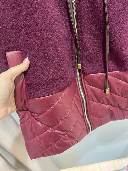 Wine Boucle & Quilted Jacket With Hood (Fits 8-18)
