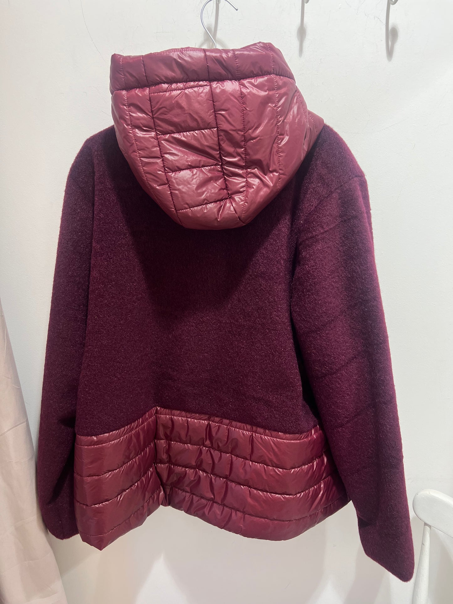 Wine Boucle & Quilted Jacket With Hood (Fits 8-18)