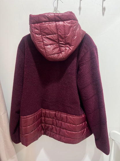 Wine Boucle & Quilted Jacket With Hood (Fits 8-18)