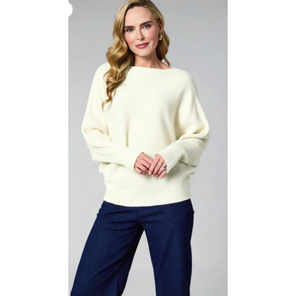 DECK Ribbed Batwing Jumper (Cream)