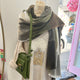 Checked Blanket Scarf Khaki Beige & Cream