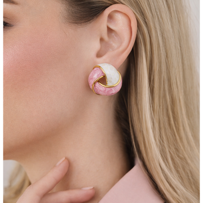 Light Pink & White Twist Earrings