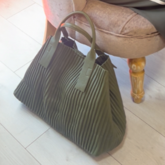 Khaki Green Leatherette 3 In 1 Fan Bag
