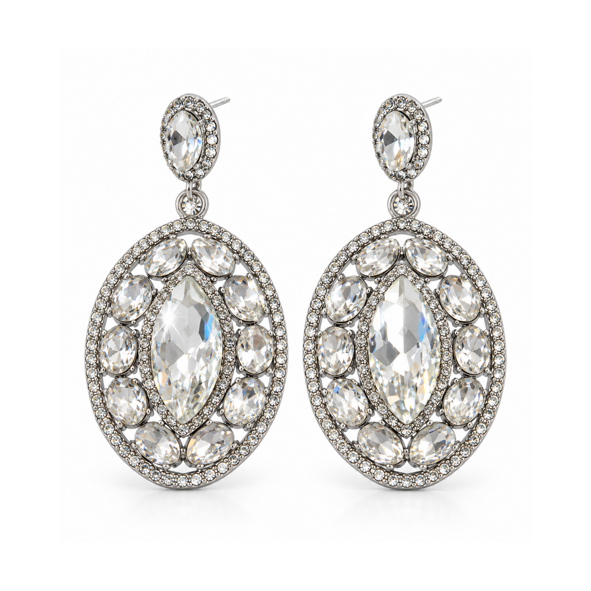 Clear Crystal Statement Drop Earrings
