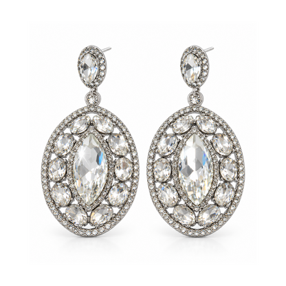 Clear Crystal Statement Drop Earrings