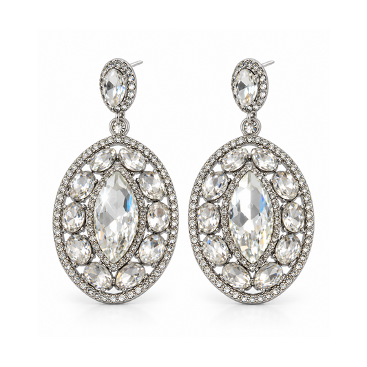 Clear Crystal Statement Drop Earrings