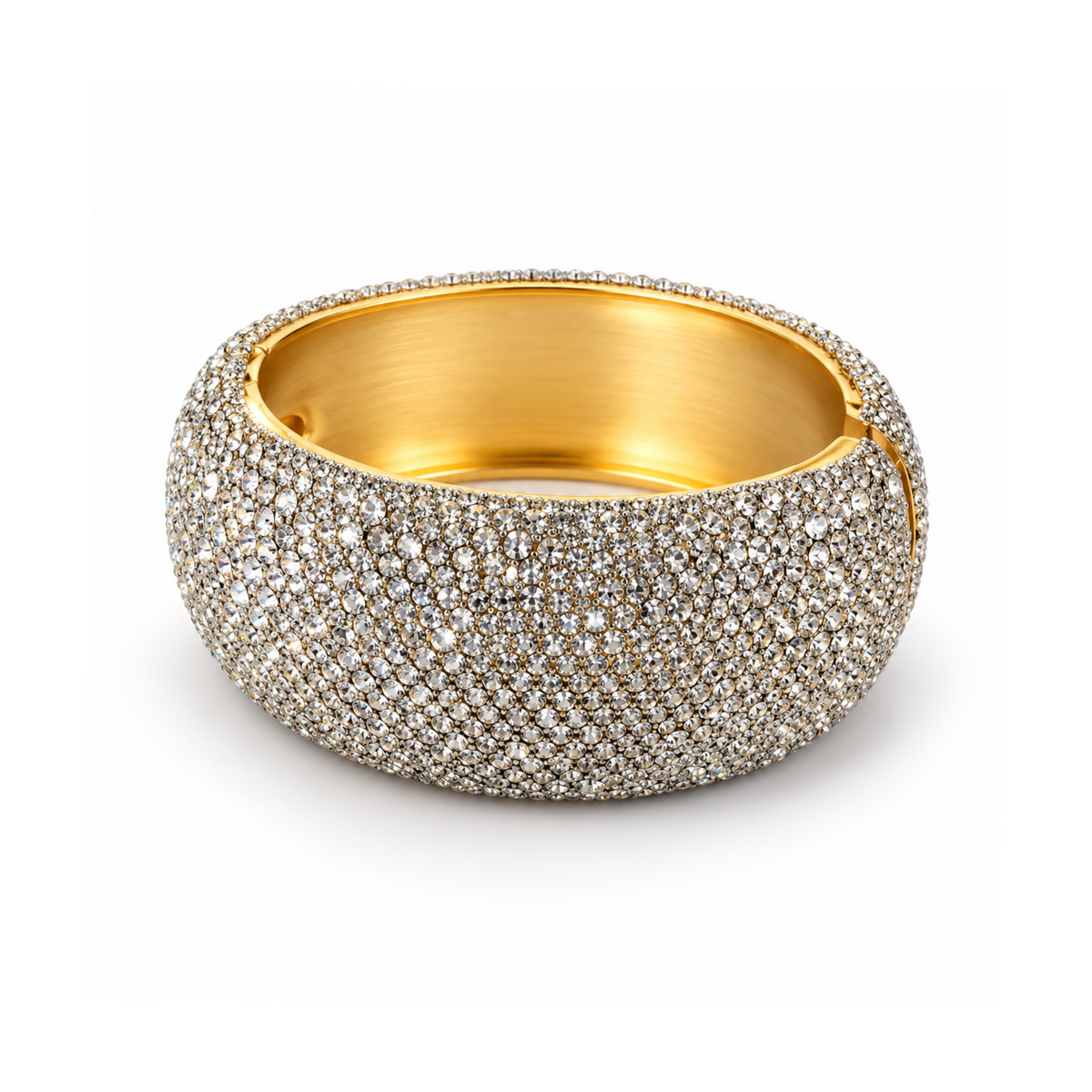 Clear Crystal & Gold Statement Bangle