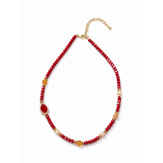 Corona Silver Sunset Glow Necklace – Orange & Gold Beaded Design