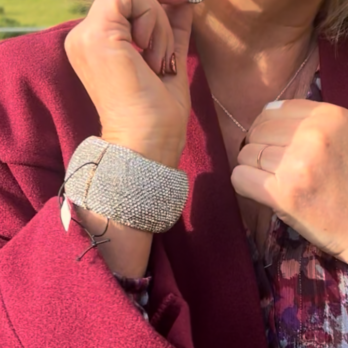 Clear Crystal & Gold Statement Bangle