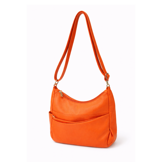 Sunset Orange Leatherette Shoulder Bag/Crossbody