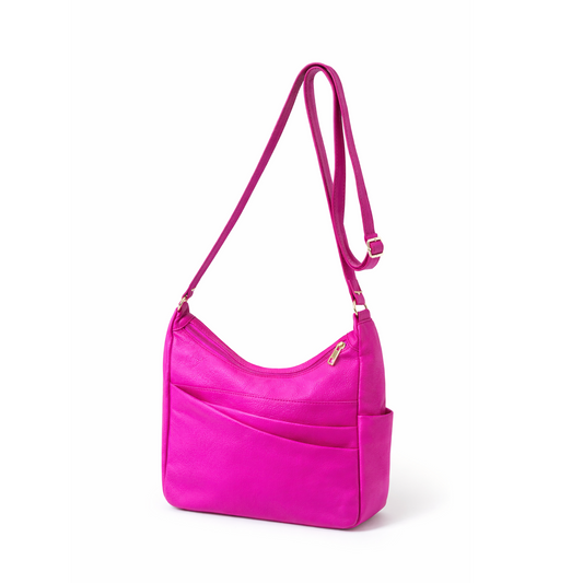 Fuschia Pink Leatherette Shoulder/Crossbody Bag