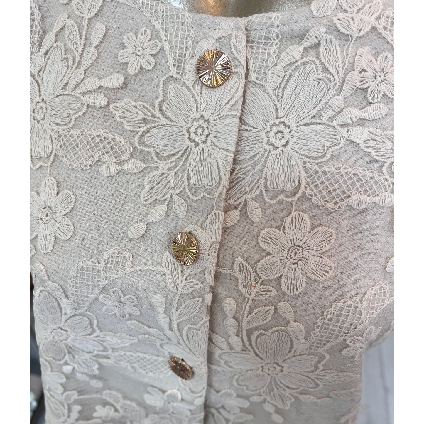 Beige Lace Detail Co-Ord Set (Size 16)
