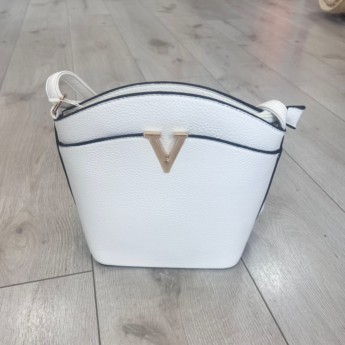 Orange Leatherette Crossbody Bag Gold V