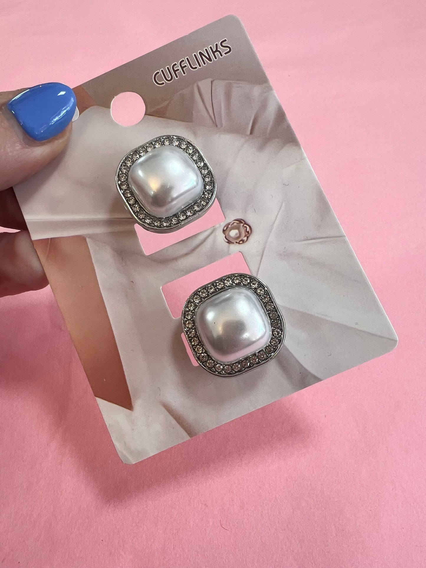 Silver & Pearl Square Cufflinks (Set)