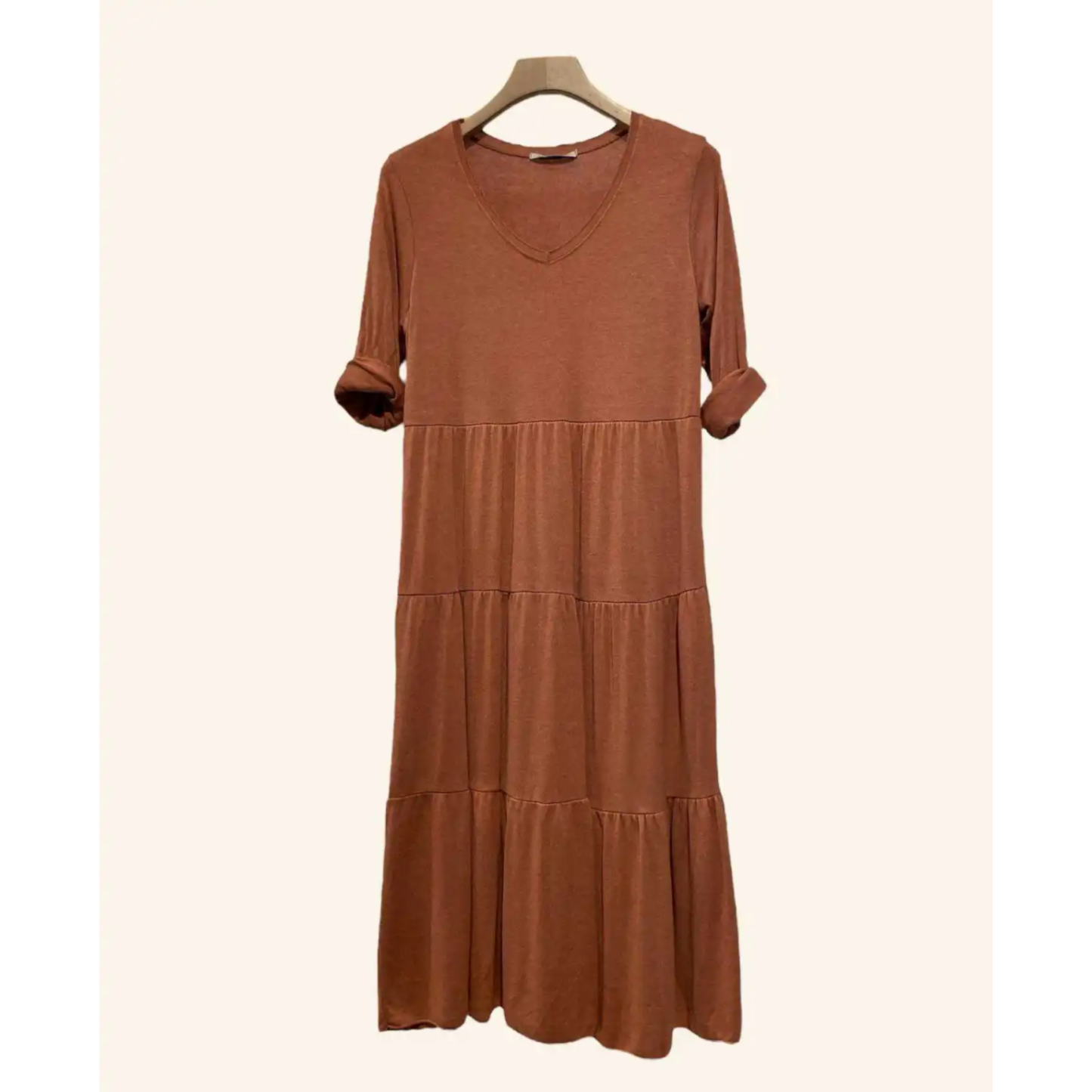 Elsa Fine Knit Midi Dress Rust