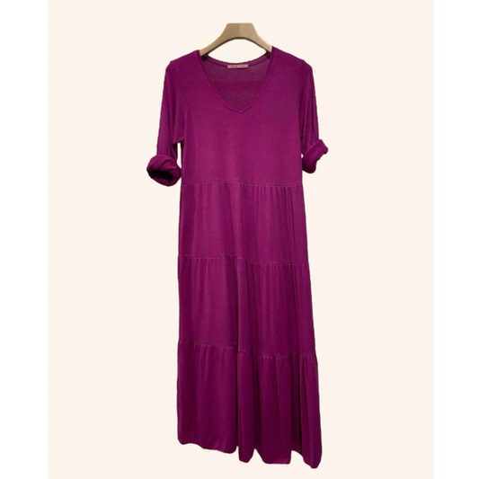 Elsa Fine Knit Midi Dress Magenta