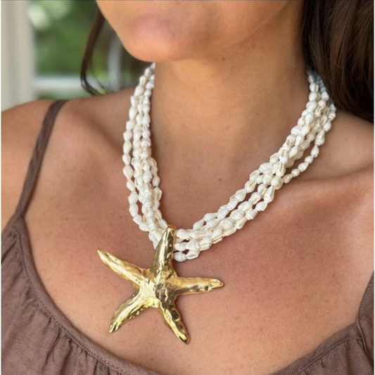 Yumi Beaded Gold Starfish Necklace