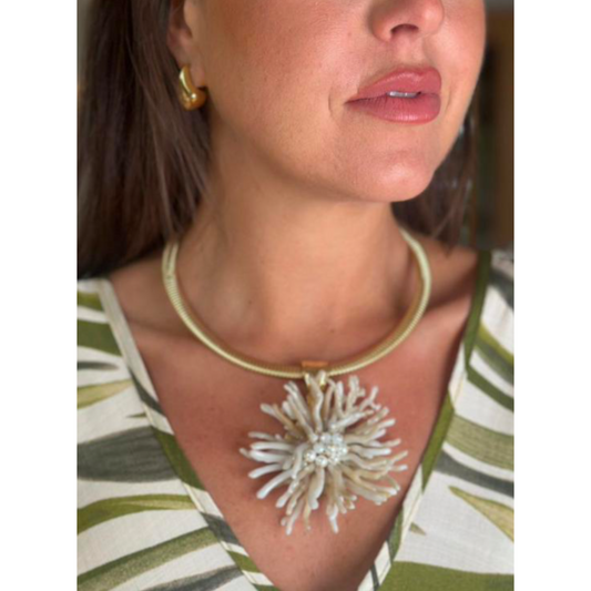 Remi Cream Shell Flower Collarette Necklace