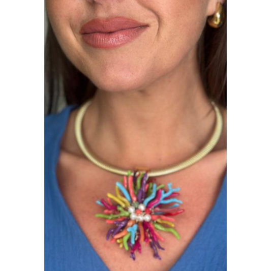 Remi Multicoloured Shell Flower Gold Collarette